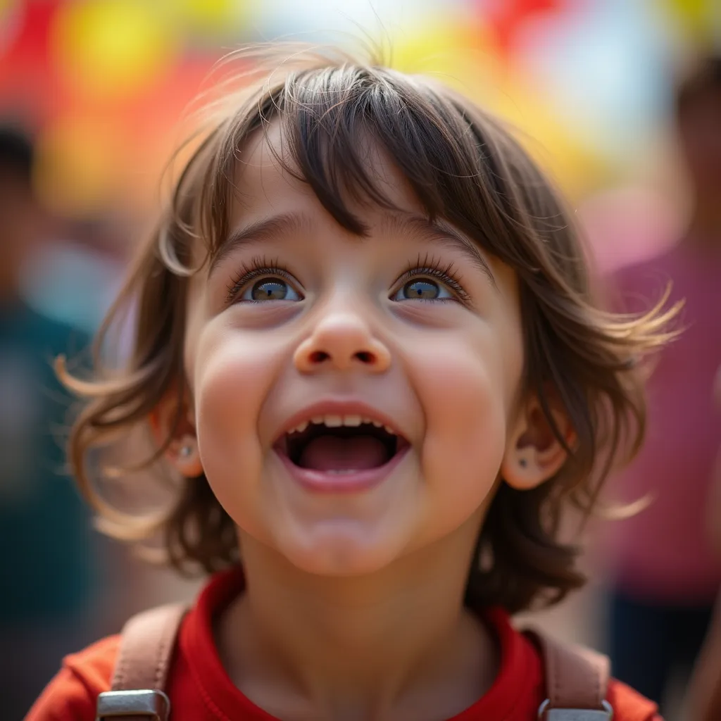 Gros plan sur le visage émerveillé d'un enfant découvrant son environnement