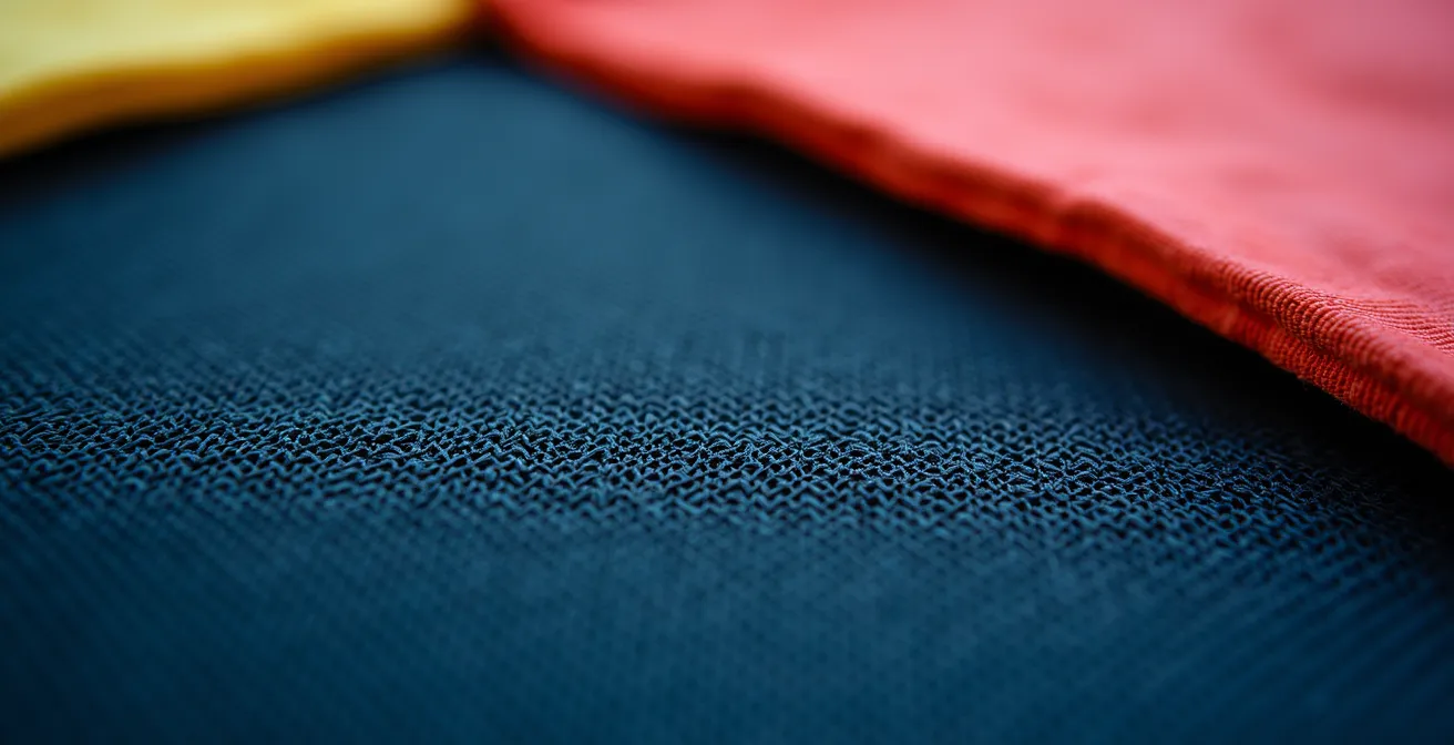 Vue détaillée des textures et matériaux d'un trampoline